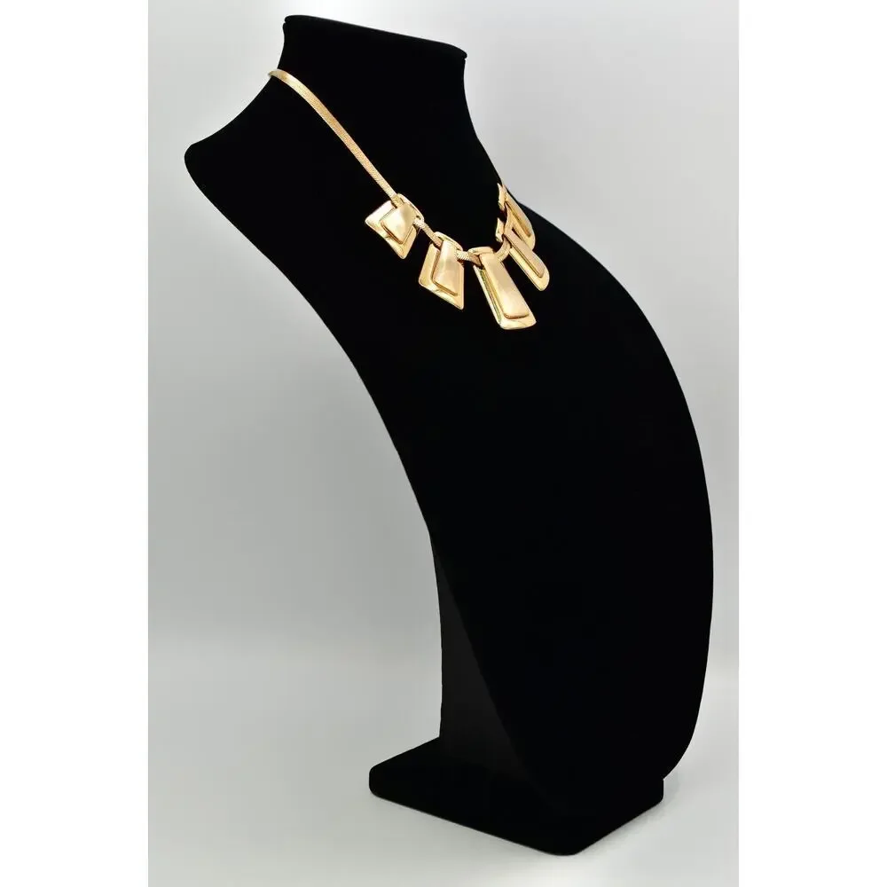Brighton Collar Necklace Chunky Gold Bib Shiny Brushed Matte Heavy Signed BinBL